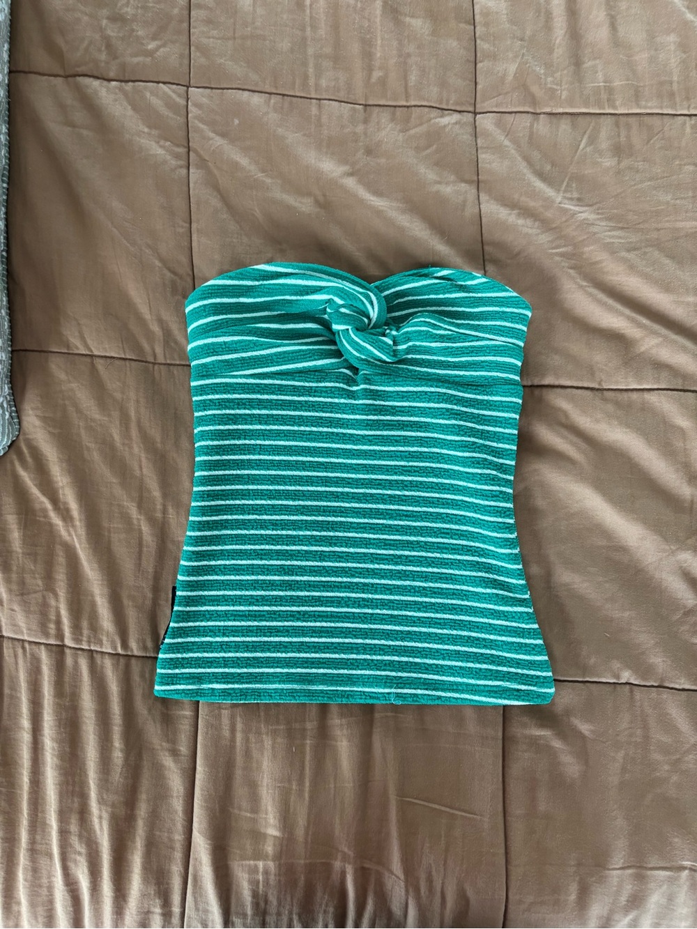 missguided striped bandeau twist top strapless top